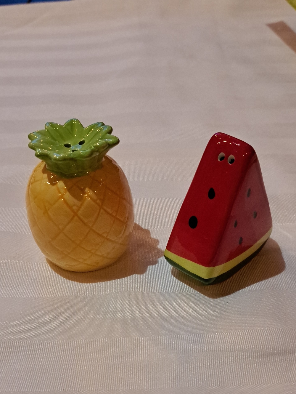Ceramic Pineapple & Watermelon Salt and Pepper Shakers - Yellow & Red